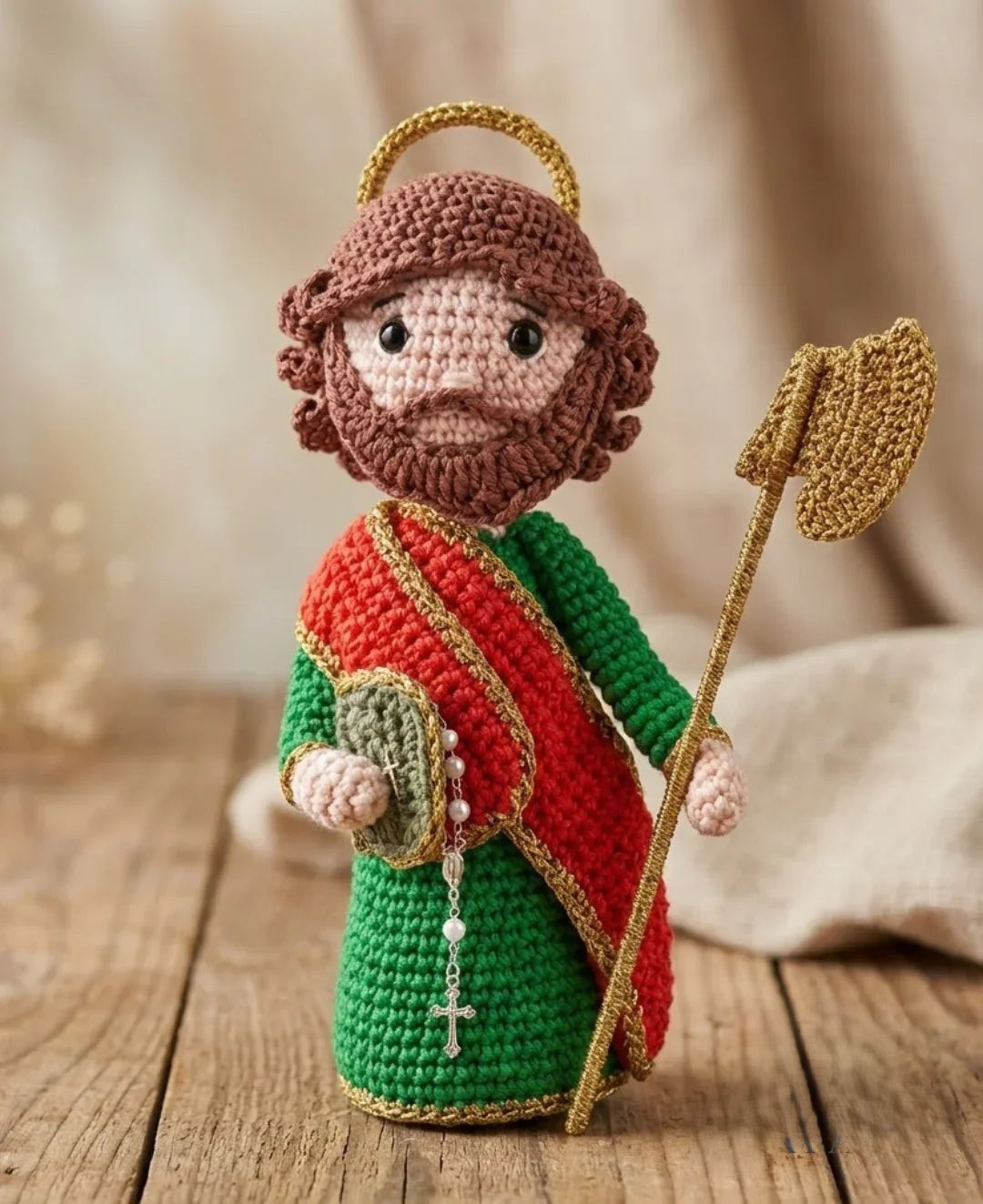 São Judas Tadeu da Esperança e das Causas Impossíveis – Amigurumi Sagrado em Crochê | Santa Arte