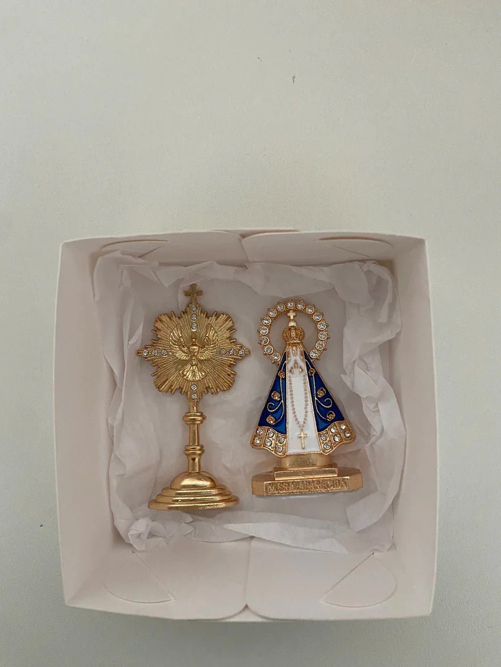 Kit - Ostensório de mesa + imagem auto colante de Nossa Senhora Aparecida