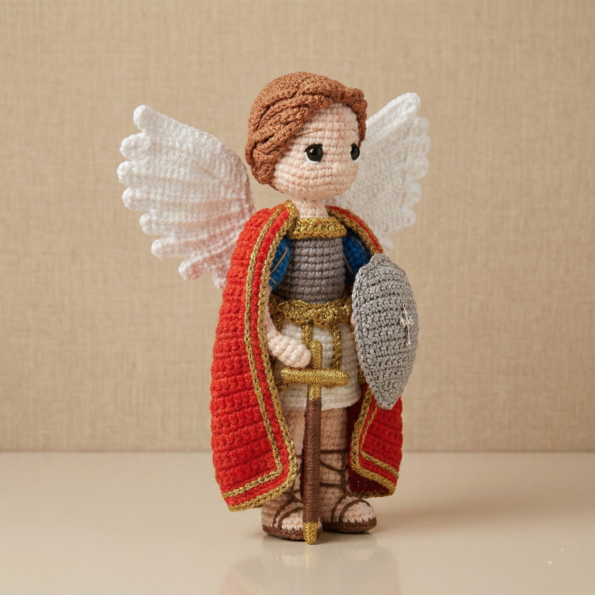 São Miguel Arcanjo Protetor Celestial e Defensor da Fé – Amigurumi Sagrado em Crochê | Santa Arte