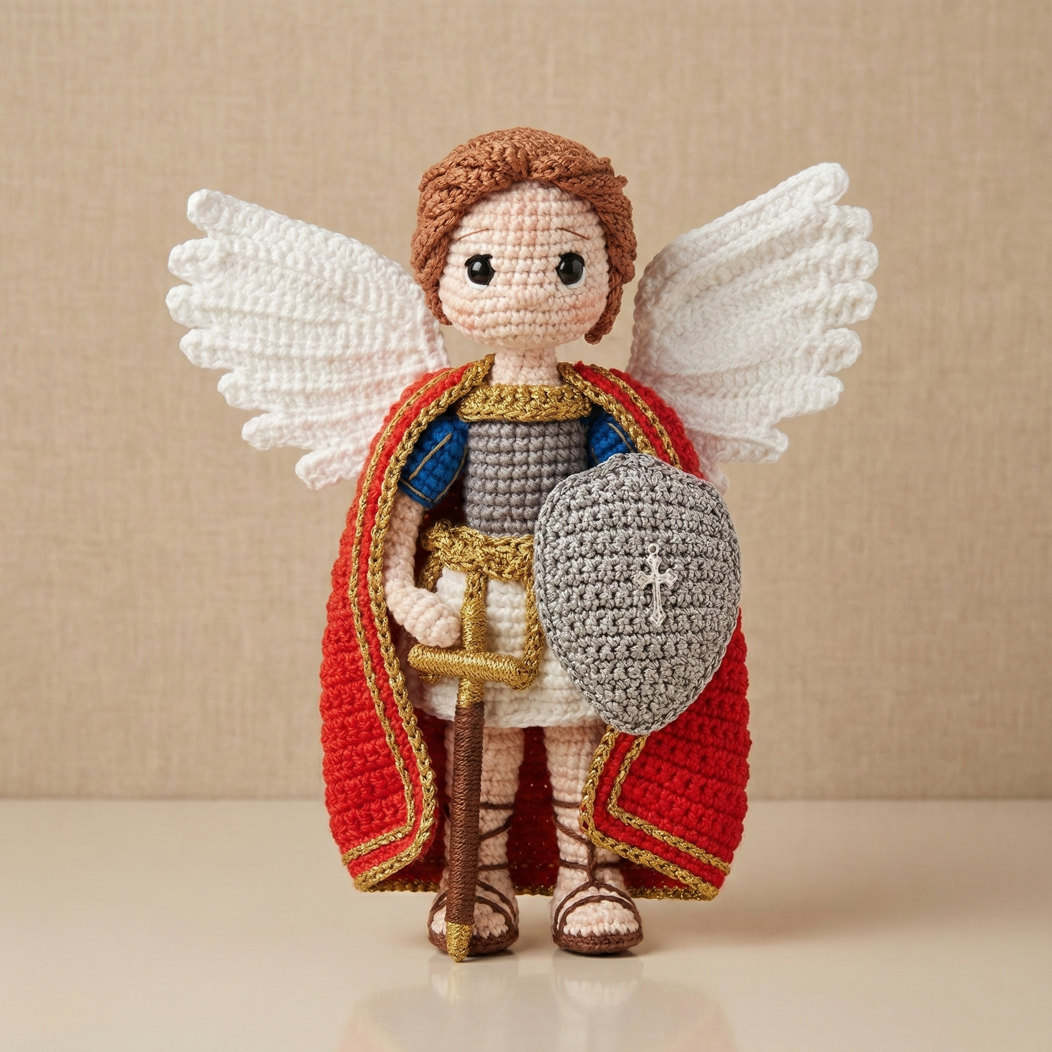 São Miguel Arcanjo Protetor Celestial e Defensor da Fé – Amigurumi Sagrado em Crochê | Santa Arte