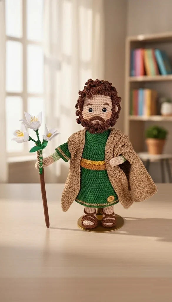 São José Guardião da Família e do Trabalho – Amigurumi Sagrado em Crochê | Santa Arte